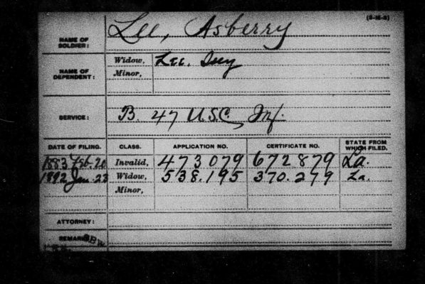 AsberryLee-USCT-PensionCard