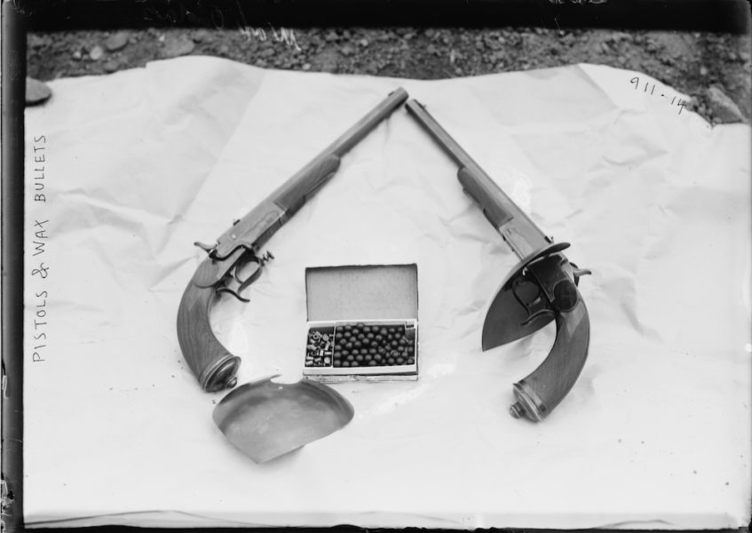 Bain News Service, Publisher. Pistols and Wax Bullets. , . [No Date Recorded on Caption Card] Photograph. Retrieved from the Library of Congress, https://www.loc.gov/item/ggb2004004329/. (Accessed April 12, 2017.)